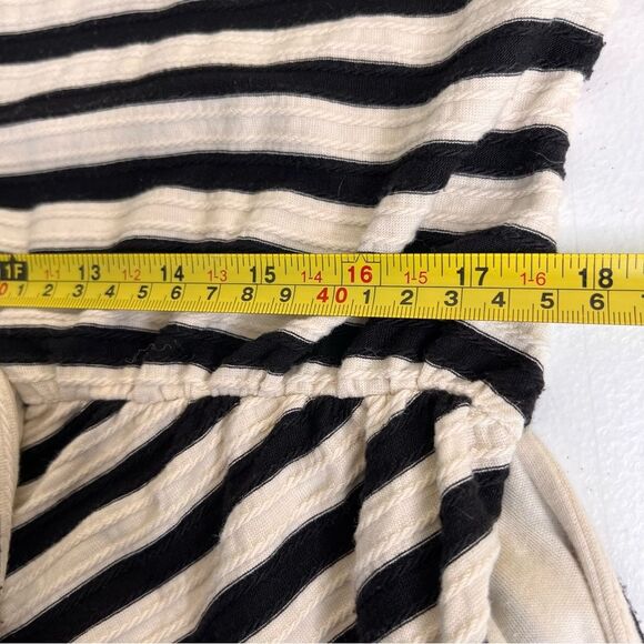 Anthropologie Saturday Sunday Yael Dress Side Tie Cream Black Stripe Women Med - Picture 11 of 14
